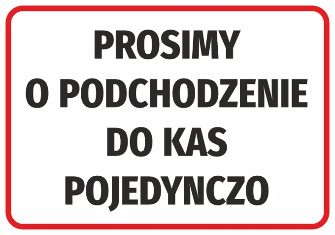 Single file checkout sticker - Simple rectangle with large text on a white background.