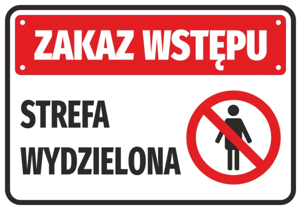 No Entry Sticker - Restricted Area. Red background with white text and prohibition symbol.