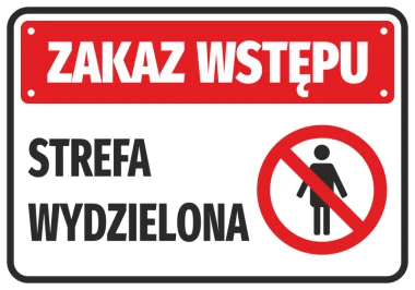 No Entry Sticker - Restricted Area. Red background with white text and prohibition symbol.