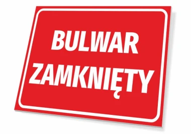 Boulevard Closed Sign - Graphic Design. Red background with large white lettering.