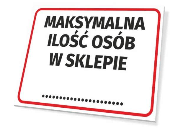 Maximum number of people in the store sign - Simple design with large text on a white background and red border.