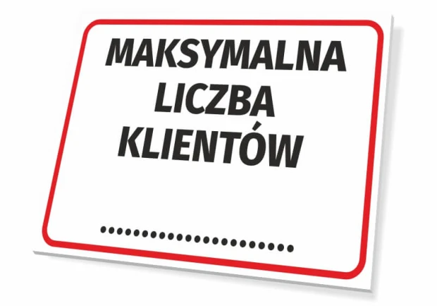 Maximum number of customers sign - Graphic design. Simple form with large black letters on a white background.