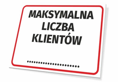 Maximum number of customers sign - Graphic design. Simple form with large black letters on a white background.