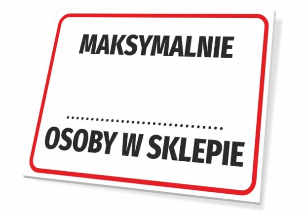 Maximum occupancy sign - Graphic design. Simple sign with a white background, black text, and a red border.