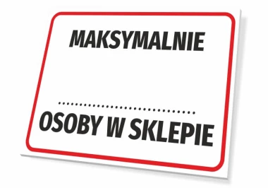 Maximum occupancy sign - Graphic design. Simple sign with a white background, black text, and a red border.