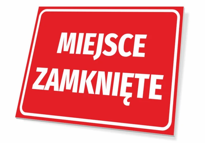 Closed Area Sign - Graphic Design. Red background with white text "CLOSED AREA".