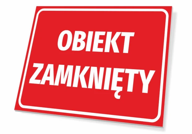 Closed Object Sign - Graphic Design. Red background with large white lettering.