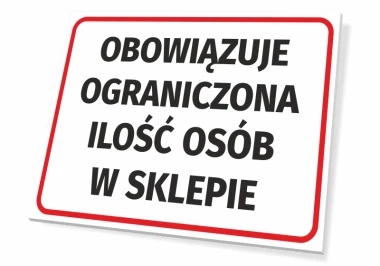Limited number of people allowed in store - Graphic design. Simple rectangle with red border, black background.