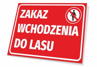 No Entry Sign for Forest - Graphic Design. Red background with white text and prohibition symbol.