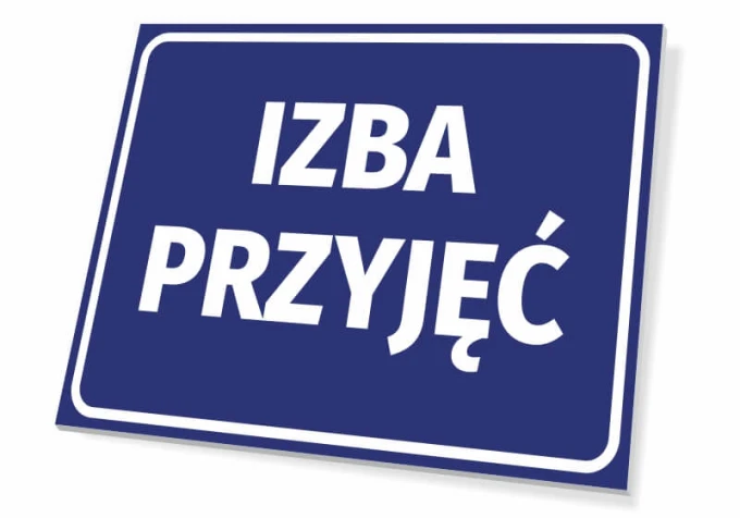 Reception sign - Graphic design. Simple rectangular sign with a blue background and white text.