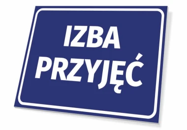 Reception sign - Graphic design. Simple rectangular sign with a blue background and white text.