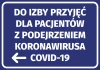 Sticker for the emergency room for patients suspected of COVID-19 N469 - Blue rectangular graphic design.