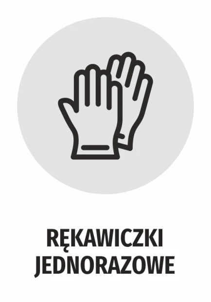 Disposable Gloves Sticker - Graphic Design. Two gloves in a circle, black outlines on a gray background.