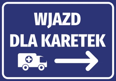 Ambulance Entrance Sticker N461 - Graphic design with white text and icon on a blue background, featuring an arrow.