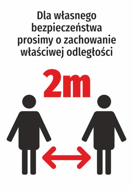 2m social distancing sticker N478 - Graphic design with two human figures and text at the top.