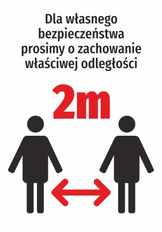 2m social distancing sticker N478 - Graphic design with two human figures and text at the top.