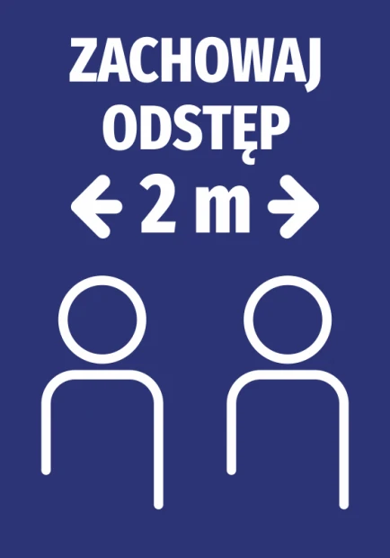 Keep a distance sticker N494 - Graphic design with two silhouettes and 2m distance arrows. Background color.