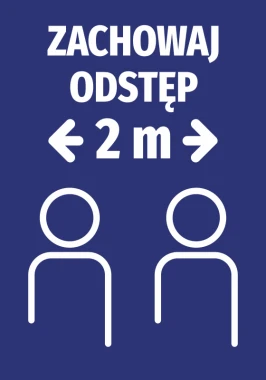 Keep a distance sticker N494 - Graphic design with two silhouettes and 2m distance arrows. Background color.