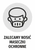 Sticker recommending wearing protective masks - Graphic design featuring a face icon with a protective mask.
