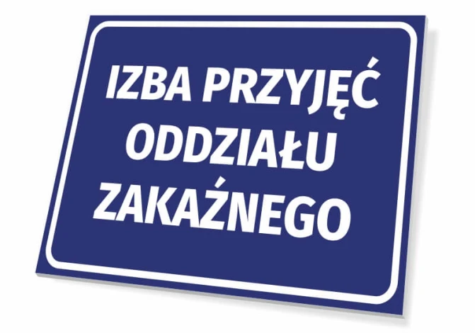 Infectious disease ward admission sign - Rectangular sign with white text on a blue background.