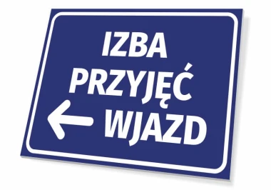 Reception Room Sign T465 - Graphic design with blue background, white text, and left arrow.