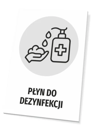 Disinfectant T480 - Graphic design featuring a hand with droplets and a bottle with a cross.