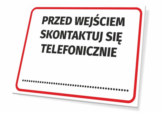 Contact us by phone sign - Simple rectangular design with red border and large text.