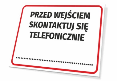Contact us by phone sign - Simple rectangular design with red border and large text.
