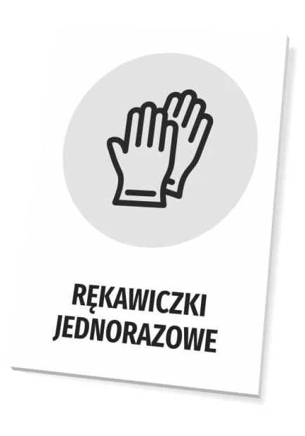 Disposable Gloves - Graphic Design. The image shows gloves on a gray background in a circle.