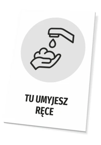 Handwashing sign T482 - Graphic design featuring a hand with a soap droplet and a stream of water.