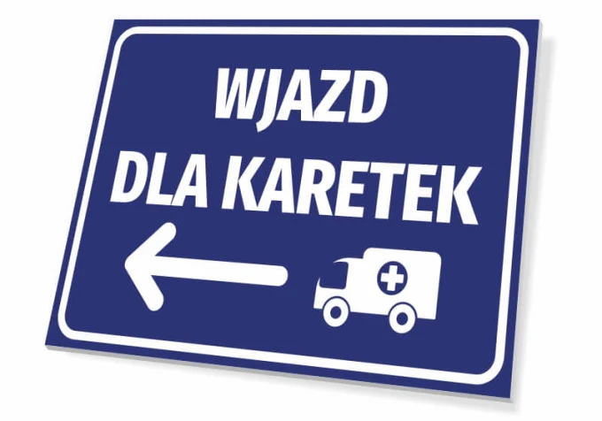 Ambulance Entrance Sign T460 - Graphic design with blue background, white text, and ambulance symbol.