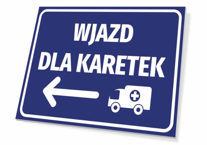 Ambulance Entrance Sign T460 - Graphic design with blue background, white text, and ambulance symbol.