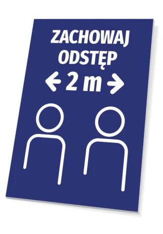Sign T494 Keep Distance - Graphic design. Blue background with white text and icons of two figures.
