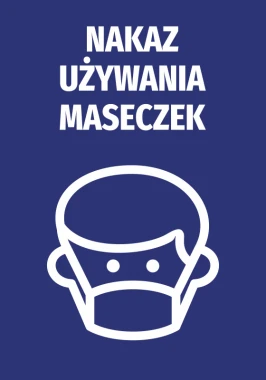 Mask mandate sticker - Graphic design featuring a figure wearing a mask on a dark blue background.