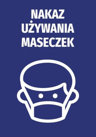 Mask mandate sticker - Graphic design featuring a figure wearing a mask on a dark blue background.