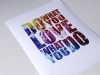 Poster Do What You Love 151 - Graphic design with large blue, pink, and purple letters on a white background.