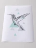 Hummingbird Poster 050 - Graphic design featuring a geometric hummingbird with a triangle background.