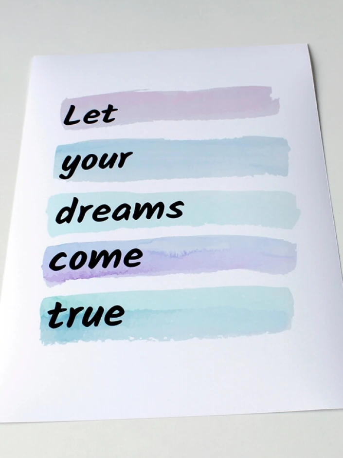 Let Your Dreams Come True poster 045 - Graphic design with black text on a purple and blue background.