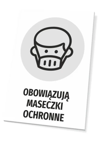 Face mask required sign - Graphic design featuring a figure with a mask in a circle.