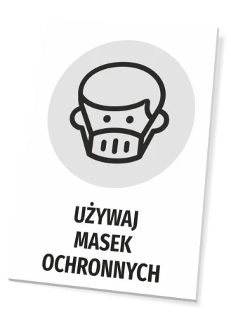 Use protective masks sign - Graphic design. A black icon of a person wearing a mask on a gray background.
