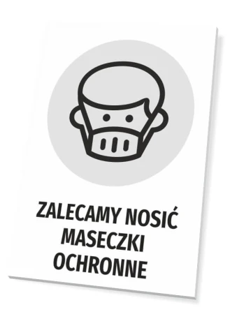Sign recommending the use of protective masks - Graphic design with an icon of a person on a white background.