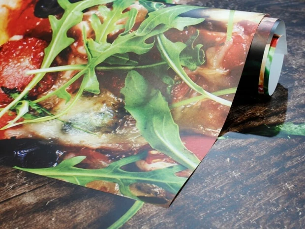 Custom large wall sticker - Graphic design featuring food with green leaves.