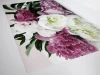 Custom large wall sticker - Graphic design. Flowers in shades of pink and white with green leaves.