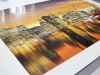 Custom large wall sticker - Graphic design. City view with water reflection, warm colors.
