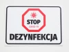 Stop Disinfection Sticker N427 - Octagonal design featuring STOP text and virus symbol.