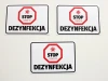 Stop Disinfection Sticker N427 - Octagon design with STOP text and virus symbol.