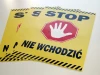 Stop sticker, do not enter in vibrant colors, perfect for office or manufacturing settings.