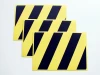 Warning sign sticker - Graphic design. Three rectangular stickers with yellow and black diagonal stripes.
