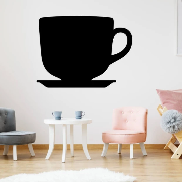 Magnetic chalkboard cup 047 - Styled in a modern living room with light walls and muted furniture.