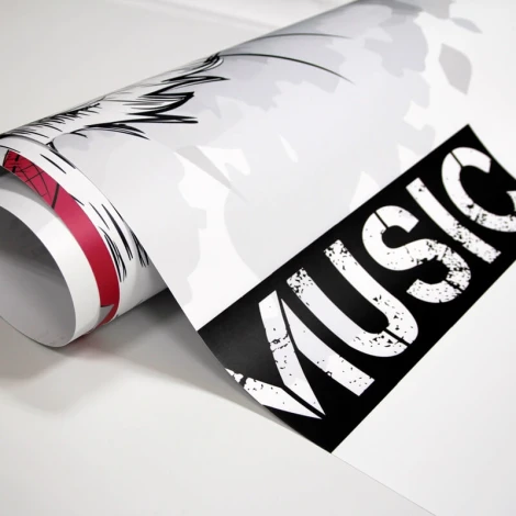Custom large wall sticker - Graphic design. Black letters on a white background with a musical theme.